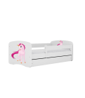 Lit enfant licorne blanche avec tiroir 70x140cm - 