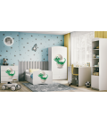 Lit enfant blanc bébé dino avec tiroir 70x140cm - 