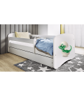 Lit enfant blanc bébé dino avec tiroir 70x140cm - 