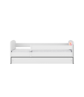 Lit enfant nounours blanc papillons avec tiroir 70x140cm - 