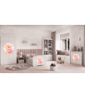 Lit enfant nounours blanc papillons avec tiroir 70x140cm - 