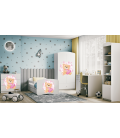 Lit enfant nounours blanc papillons avec tiroir 70x140cm - 