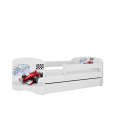 Lit enfant circuit formule 1 blanche avec tiroir avec matelas 70x140cm - 