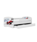 Lit enfant circuit formule 1 blanche avec tiroir avec matelas 70x140cm - 