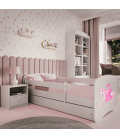 Lit enfant princesse blanche sur cheval avec tiroir avec matelas 70x140cm - 