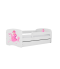 Lit enfant princesse blanche sur cheval avec tiroir avec matelas 70x140cm - 