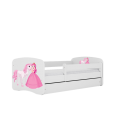 Lit enfant Princesse avec cheval blanc avec tiroir et matelas 70x140cm - 