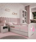 Lit enfant Princesse avec cheval blanc avec tiroir et matelas 70x140cm - 