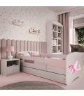 Lit enfant fée blanche avec ailes avec tiroir avec matelas 70x140cm - 