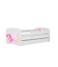 Lit enfant fée blanche avec ailes avec tiroir avec matelas 70x140cm - 