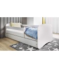 Lit enfant blanc sans motif avec tiroir 80x180cm - 