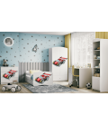 Lit enfant voiture de course blanc avec tiroir et matelas 80x180cm - 