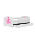 Lit enfant princesse blanche sur cheval avec tiroir avec matelas 80x180cm - 