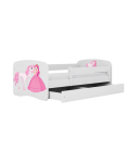 Lit enfant Princesse avec cheval blanc avec tiroir avec matelas 80x180cm - 