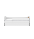 Lit enfant ours en peluche blanc fleurs avec tiroir avec matelas 80x180cm - 