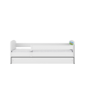 Lit enfant safari savane blanc avec tiroir et matelas 80x180cm - 