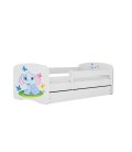 Lit enfant bébé éléphant blanc avec tiroir avec matelas 80x180cm - 