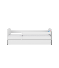 Lit enfant bébé éléphant blanc avec tiroir avec matelas 80x180cm - 
