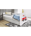 Lit enfant pompier blanc avec tiroir avec matelas 80x180cm - 