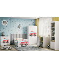 Lit enfant pompier blanc avec tiroir avec matelas 80x180cm - 