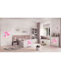 Lit enfant fée blanche avec papillons avec tiroir avec matelas 80x180cm - 