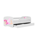 Lit enfant fée blanche avec ailes avec tiroir avec matelas 80x180cm - 