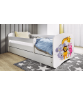 Lit enfant zoo blanc avec tiroir avec matelas 80x180cm - 