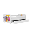 Lit enfant zoo blanc avec tiroir avec matelas 80x180cm - 