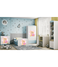 Lit enfant nounours bleu papillons avec tiroir avec matelas 70x140cm - 