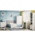 Lit enfant bleu sans motif avec tiroir avec matelas 80x180cm - 