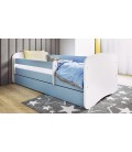 Lit enfant bleu sans motif avec tiroir avec matelas 80x180cm - 