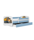 Lit enfant camion bleu avec tiroir avec matelas 80x180cm - 