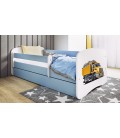Lit enfant camion bleu avec tiroir avec matelas 80x180cm - 