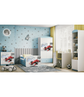 Lit enfant bleu circuit formule 1 avec tiroir avec matelas 80x180cm - 