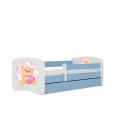 Lit enfant nounours bleu papillons avec tiroir avec matelas 80x180cm - 