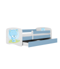 Lit enfant bleu teddybear bleu avec tiroir avec matelas 80x180cm - 