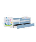 Lit enfant bébé éléphant bleu avec tiroir avec matelas 80x180cm - 