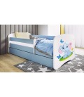 Lit enfant bébé éléphant bleu avec tiroir avec matelas 80x180cm - 