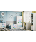 Lit enfant bébé éléphant bleu avec tiroir avec matelas 80x180cm - 