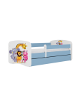 Lit enfant bleu zoo avec tiroir avec matelas 80x180cm - 