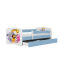 Lit enfant bleu zoo avec tiroir avec matelas 80x180cm - 