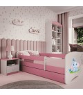 Lit enfant bébé éléphant rose avec tiroir 70x140cm - 
