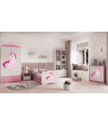 Lit enfant licorne rose avec tiroir et matelas 70x140cm - 
