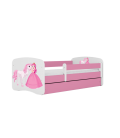 Lit enfant rose princesse cheval avec tiroir avec matelas 70x140cm - 