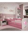 Lit enfant rose princesse cheval avec tiroir avec matelas 70x140cm - 
