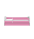 Lit enfant rose bébé dino avec tiroir avec matelas 70x140cm - 