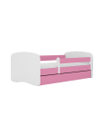 Lit enfant rose sans motif avec tiroir avec matelas 80x180cm - 