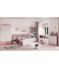 Lit enfant rose sans motif avec tiroir avec matelas 80x180cm - 