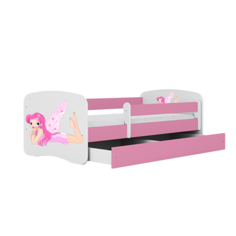 Lit enfant fée rose avec ailes avec tiroir 80x180cm - 
