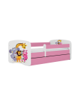 Lit enfant rose zoo avec tiroir 80x180cm - 